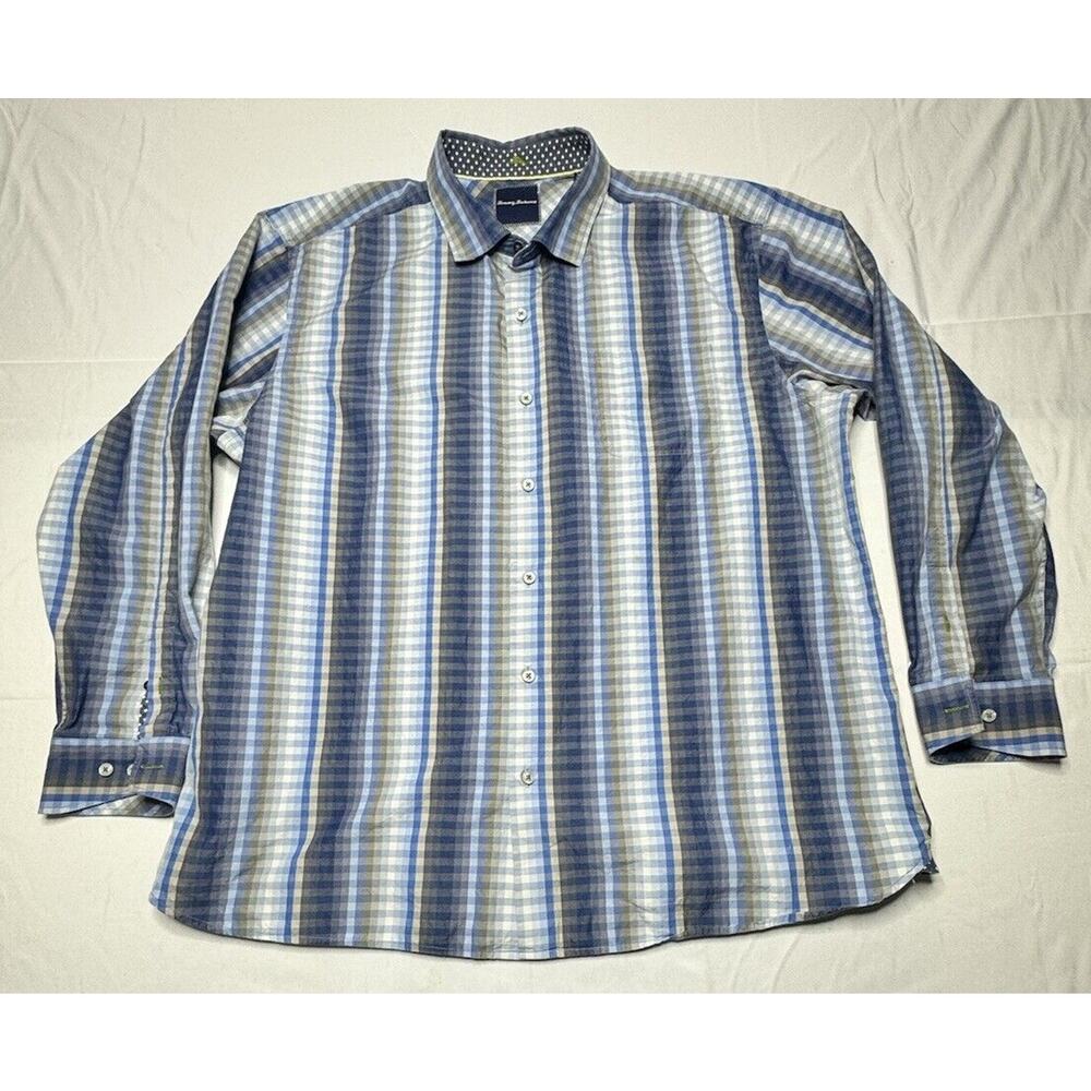 Tommy Bahama Men's Long Sleeve Blue Checkered Button Up Shirt - Size 2XL